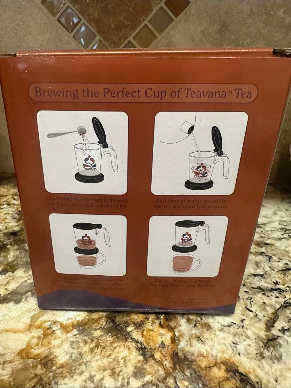 NEW in Box- Teavana Perfect Teamaker Tea Mug - Clear with Black Lid